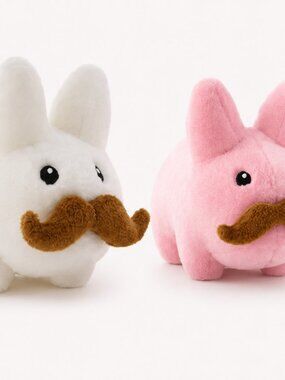 7-inch Kidrobot Frank Kozik Stache Labbit Plush - White & Pink
